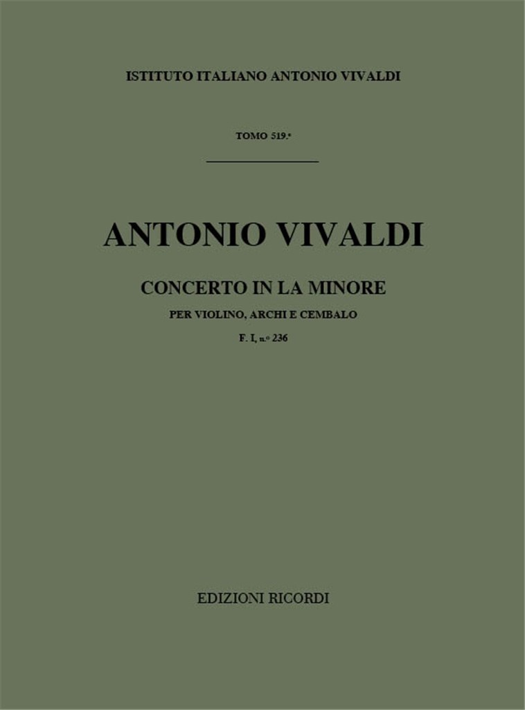 Concerti Per Vl., Archi E B.C.: In La Min. Rv 355
